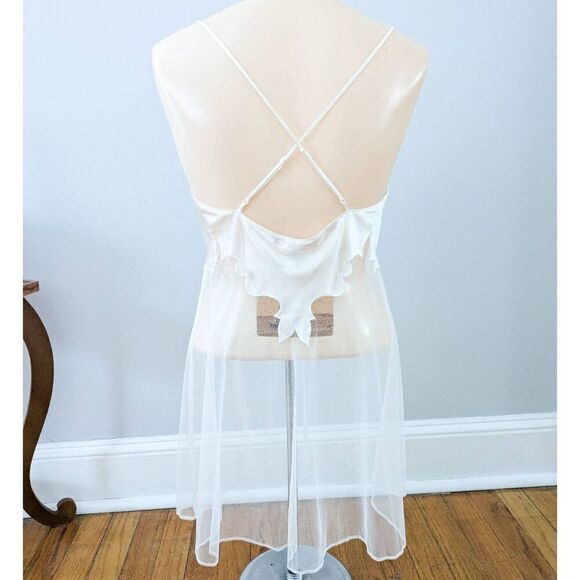 NWT Vintage 90s Victoria's Secret Ivory Mesh Babydoll Slip - Picture 2 of 4